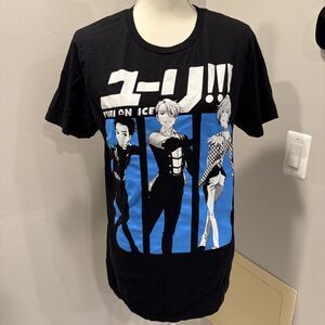 Unisex Yuri On Ice Crunchyroll Official Black T shirt Size Medium